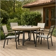 Nily 5pc Outdoor Poker Chess Game Table Set w Stacking Chairs- Teak Wood
