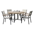 Nily 5pc Outdoor Poker Chess Game Table Set w Stacking Chairs- Teak Wood