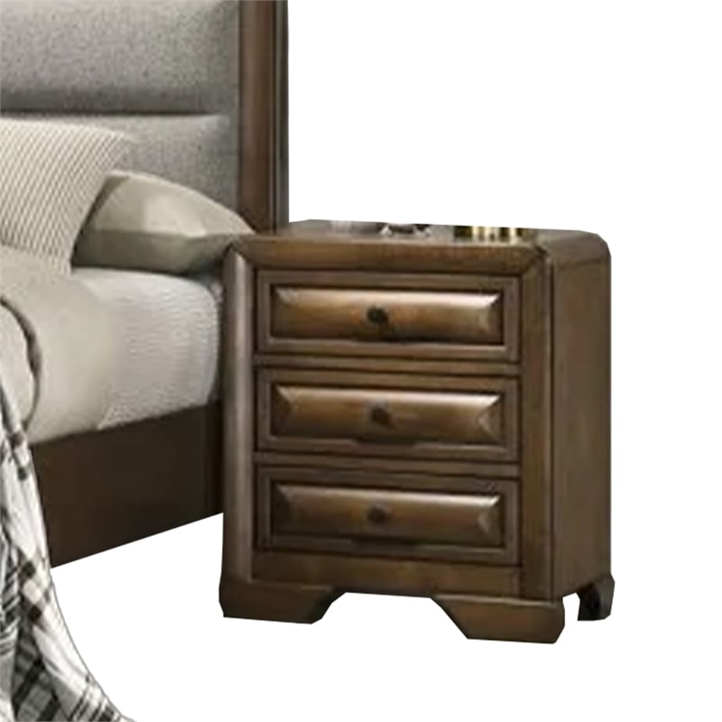Cair 4pc Queen Bedroom Set- Channel Light Gray Upholstery- Brown
