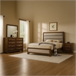 Cair 4pc Queen Bedroom Set- Channel Light Gray Upholstery- Brown