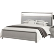 Broy 5pc Queen Bedroom Set- LED Bookcase Headboard- 2 Nightstands- Silver