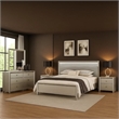 Broy 5pc Queen Bedroom Set- LED Bookcase Headboard- 2 Nightstands- Silver