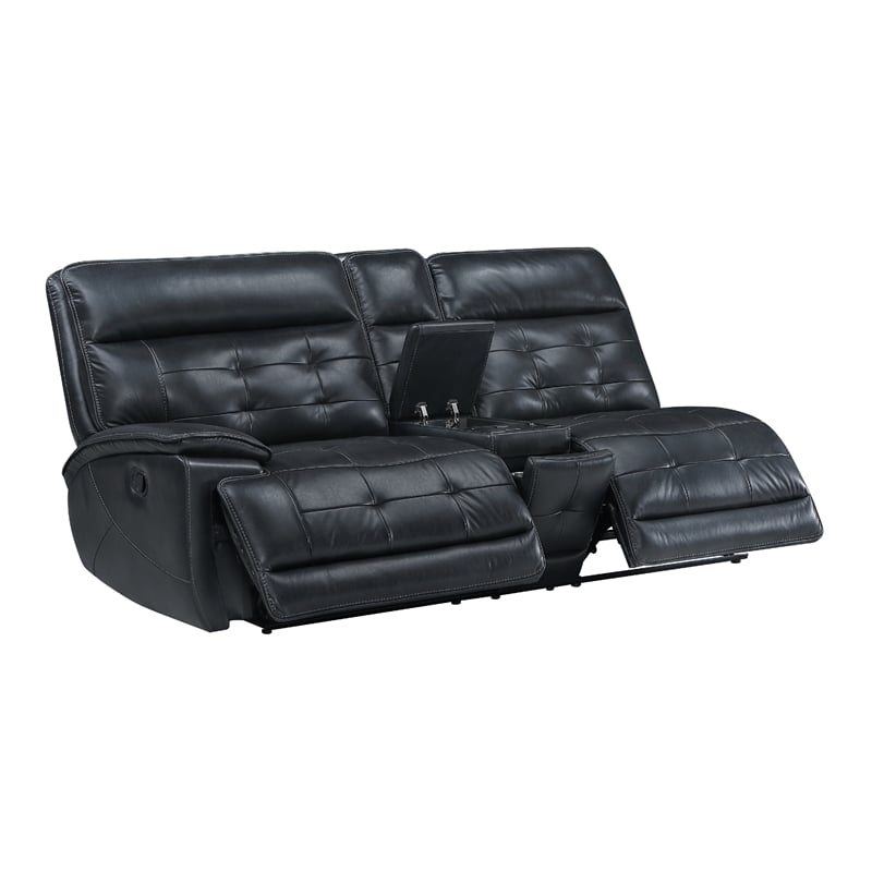 Nick 3pc 5 Seater Corner Manual Recliner Sofa- Cupholders- Black