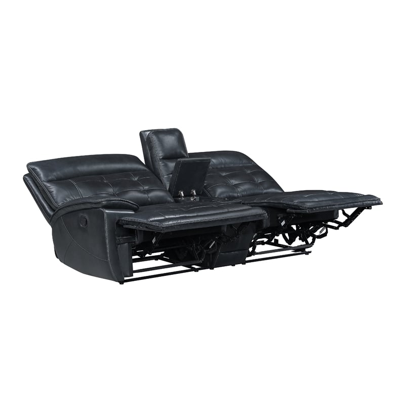 Nick 3pc 5 Seater Corner Manual Recliner Sofa- Cupholders- Black