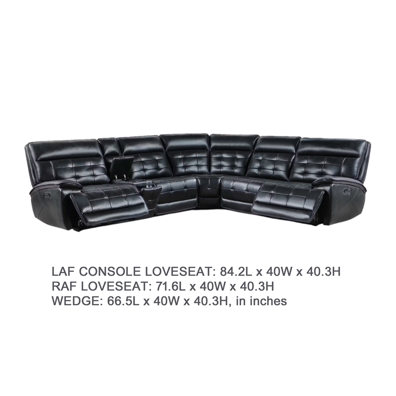 Nick 3pc 5 Seater Corner Manual Recliner Sofa- Cupholders- Black