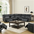 Nick 3pc 5 Seater Corner Manual Recliner Sofa- Cupholders- Black