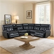 Nick 3pc 5 Seater Corner Manual Recliner Sofa- Cupholders- Black
