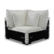 Ezo 3pc Modular Sectional Sofa Set- 6 Pillows- White Ribbed Polyester