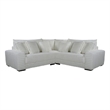 Ezo 3pc Modular Sectional Sofa Set- 6 Pillows- White Ribbed Polyester