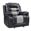 Asher 3pc Manual Recliner Sofa- Loveseat- Chair Set- Black & Gray Faux Leather