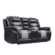 Asher 3pc Manual Recliner Sofa- Loveseat- Chair Set- Black & Gray Faux Leather