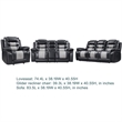 Asher 3pc Manual Recliner Sofa- Loveseat- Chair Set- Black & Gray Faux Leather