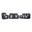 Asher 3pc Manual Recliner Sofa- Loveseat- Chair Set- Black & Gray Faux Leather