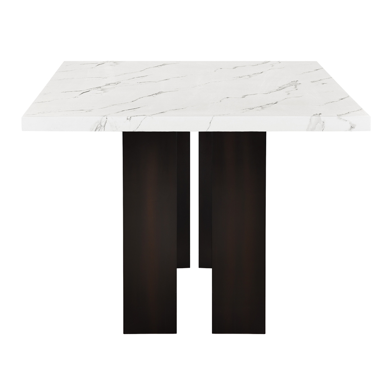 Fesy Dining Table- 68 Inch Faux Marble Top w Adjustable Height- Black White