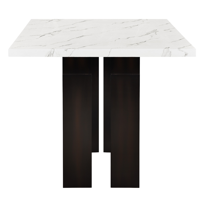 Fesy Dining Table- 68 Inch Faux Marble Top w Adjustable Height- Black White