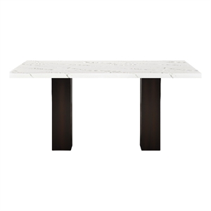 Fesy Dining Table- 68 Inch Faux Marble Top w Adjustable Height- Black White