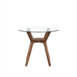 Scar Counter Height Table- 42 Inch Glass Top- Open Shelf- Walnut Brown