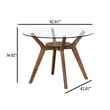 Scar Counter Height Table- 42 Inch Glass Top- Open Shelf- Walnut Brown