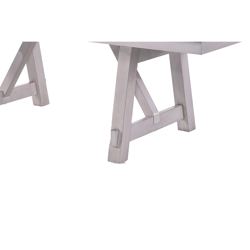 Mez Extendable Dining Table w 2 Leaves- 66-95 Inch Brown Wood Top- White
