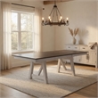 Mez Extendable Dining Table w 2 Leaves- 66-95 Inch Brown Wood Top- White