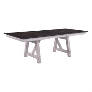Mez Extendable Dining Table w 2 Leaves- 66-95 Inch Brown Wood Top- White