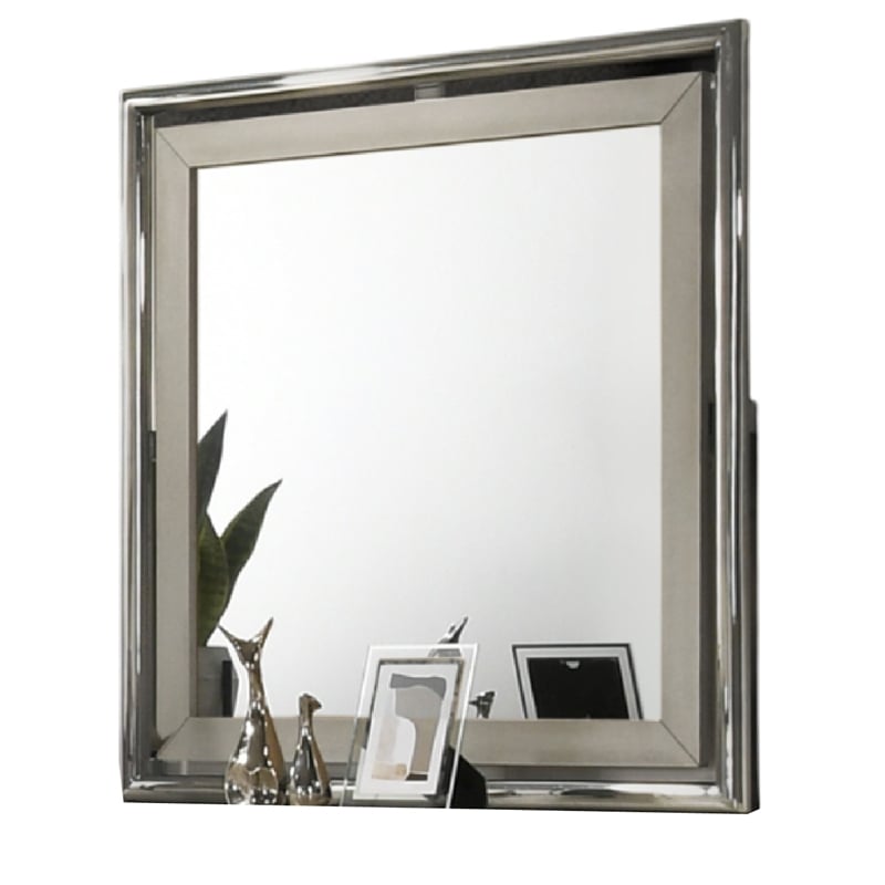 Levy Dresser Mirror- 40 Inch- Light Gray Wood Frame- Low Distortion