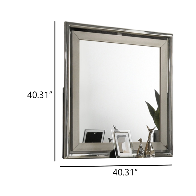 Levy Dresser Mirror- 40 Inch- Light Gray Wood Frame- Low Distortion