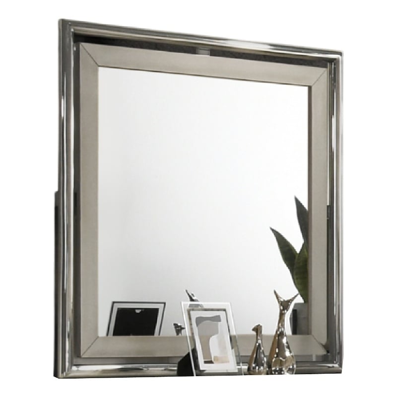 Levy Dresser Mirror- 40 Inch- Light Gray Wood Frame- Low Distortion
