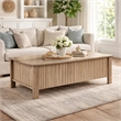 Hay Coffee Table- 47 Inch Rectangular Top- 2 Reeded Drawers- Beige
