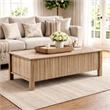 Hay Coffee Table- 47 Inch Rectangular Top- 2 Reeded Drawers- Beige
