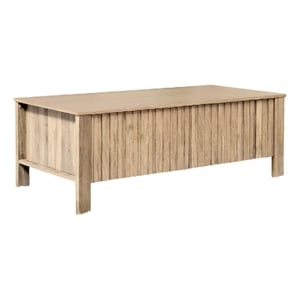 Hay Coffee Table- 47 Inch Rectangular Top- 2 Reeded Drawers- Beige