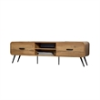 Wea TV Media Console- 71 Inch- 2 Drawers w Open Shelves- Oak Brown