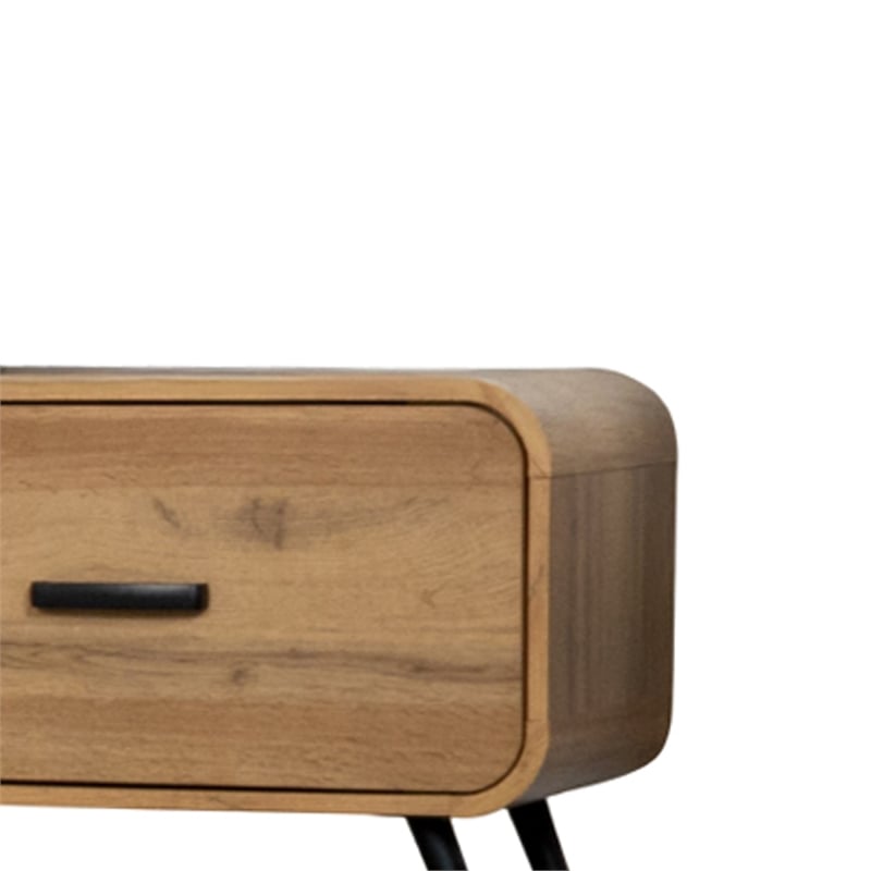 Wea TV Media Console- 71 Inch- 2 Drawers w Open Shelves- Oak Brown