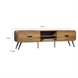 Wea TV Media Console- 71 Inch- 2 Drawers w Open Shelves- Oak Brown