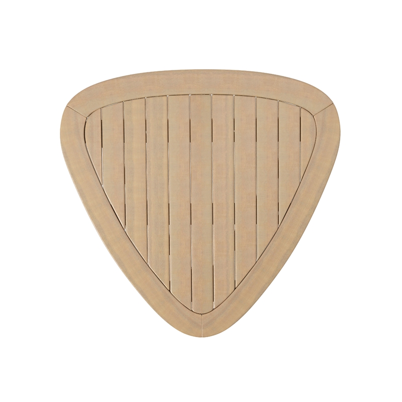 Outdoor Side End Table- 28 Inch Slatted Triangle Top- Natural Brown
