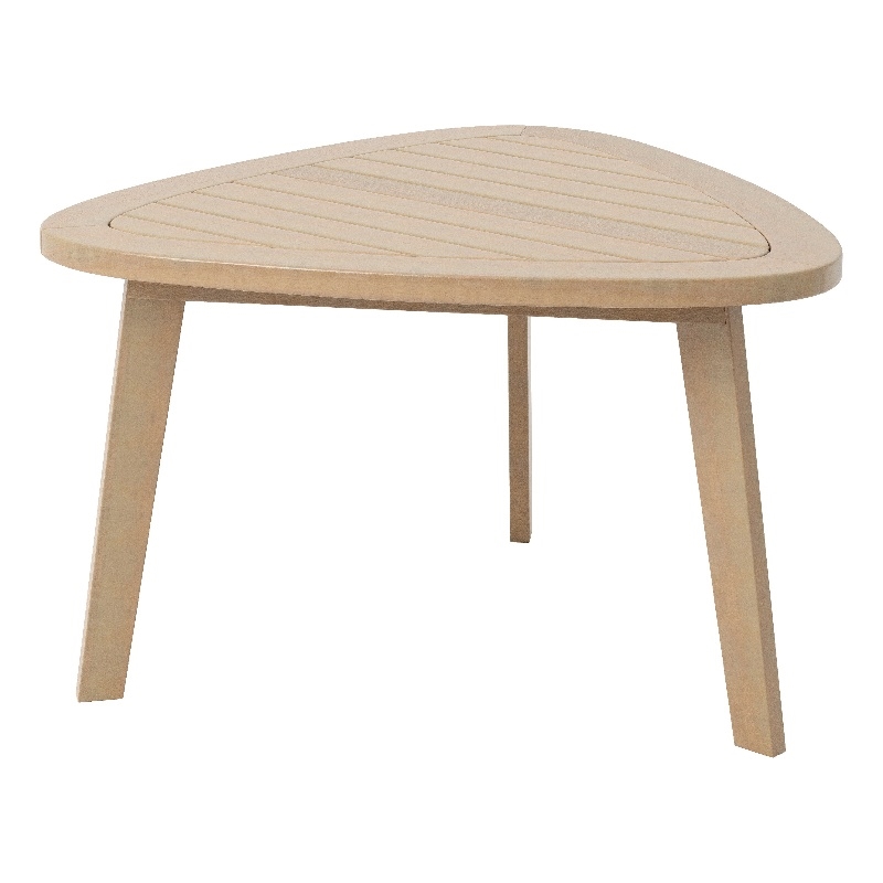 Outdoor Side End Table- 28 Inch Slatted Triangle Top- Natural Brown