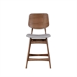 Scar Counter Height Chair Set of 2- Light Gray Cushion- Walnut Brown
