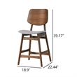 Scar Counter Height Chair Set of 2- Light Gray Cushion- Walnut Brown