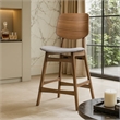 Scar Counter Height Chair Set of 2- Light Gray Cushion- Walnut Brown