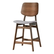 Scar Counter Height Chair Set of 2- Light Gray Cushion- Walnut Brown