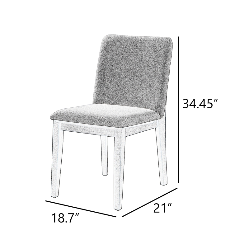 Ony Dining Side Chair Set of 2- Seat & Back Cushion- Stone Gray- Black