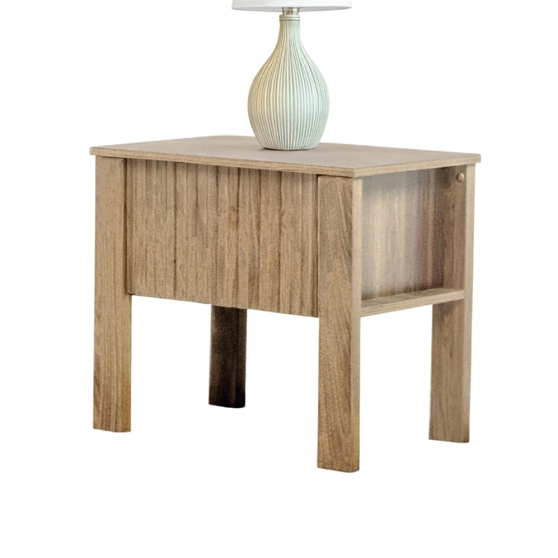 Modern Side End Table- 1 Drawer- Natural Oak Brown- 22x16 Inch Top