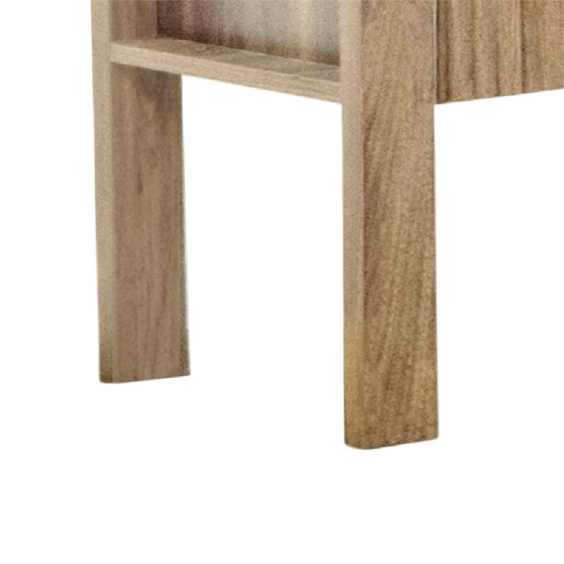 Modern Side End Table- 1 Drawer- Natural Oak Brown- 22x16 Inch Top