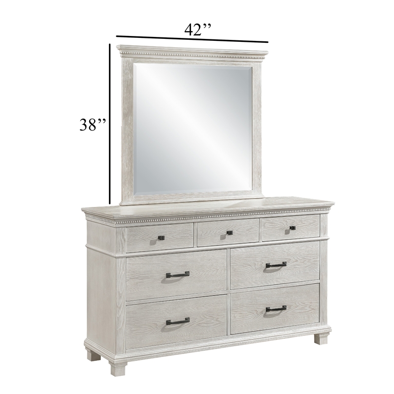 Vanity Dresser Mirror- Crown Moldings- Mist Gray- 42 Inch