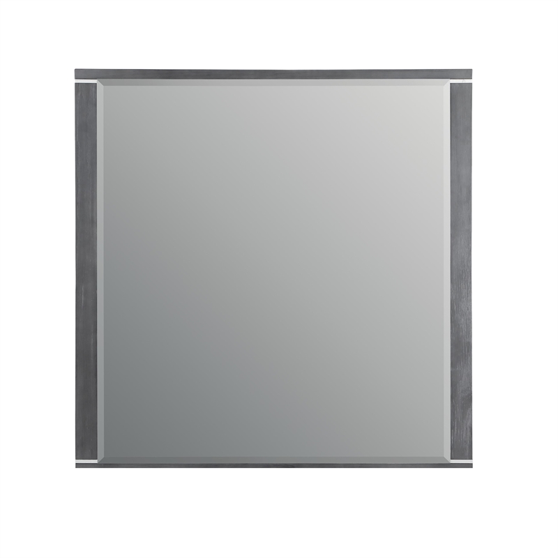 Odiy Vanity Dresser Mirror- Charcoal Gray- 42 Inch Solid Pine Wood