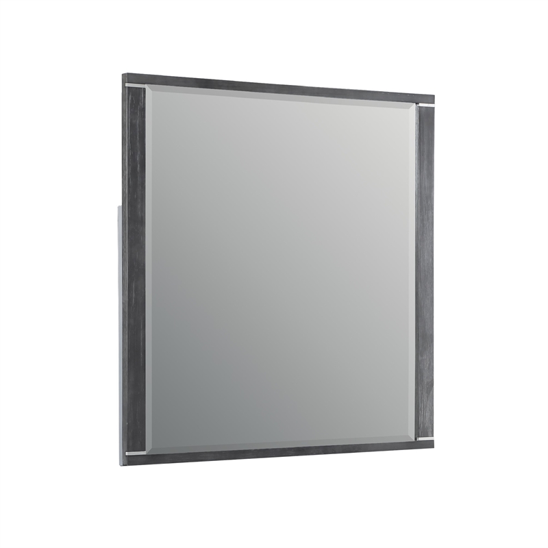 Odiy Vanity Dresser Mirror- Charcoal Gray- 42 Inch Solid Pine Wood