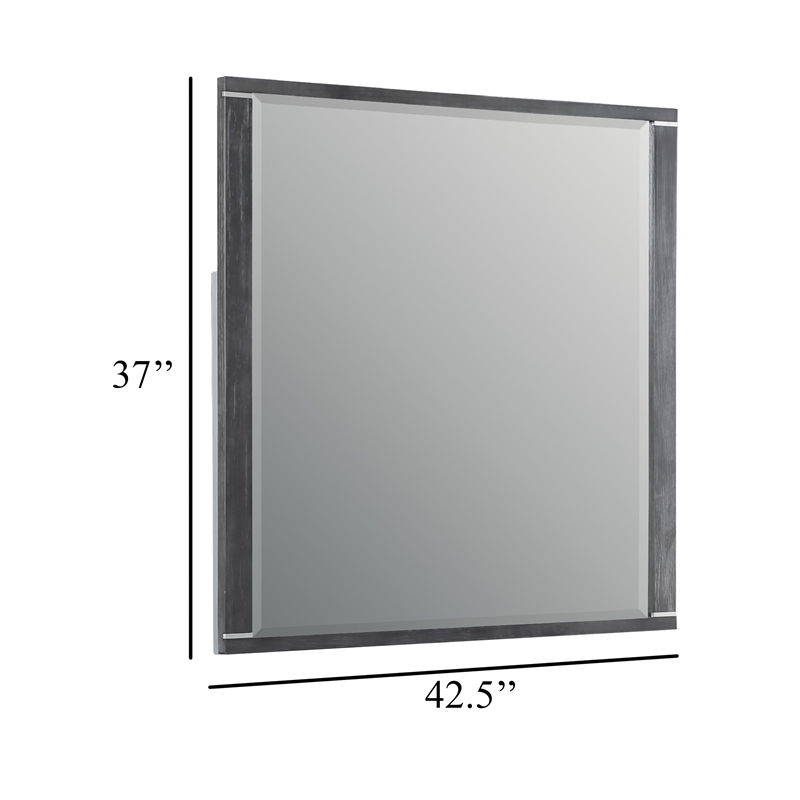 Odiy Vanity Dresser Mirror- Charcoal Gray- 42 Inch Solid Pine Wood
