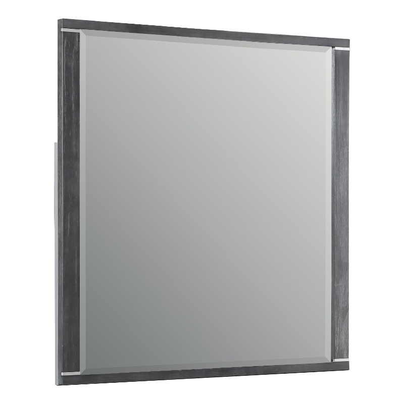 Odiy Vanity Dresser Mirror- Charcoal Gray- 42 Inch Solid Pine Wood