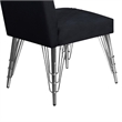 Zoe Dining Side Chair Set of 2- Black Velvet Upholstery- Chrome Legs