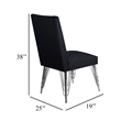 Zoe Dining Side Chair Set of 2- Black Velvet Upholstery- Chrome Legs